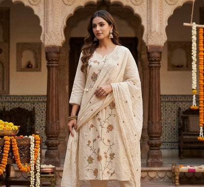 Simple Cross Stitch Embroidered Dupatta Set