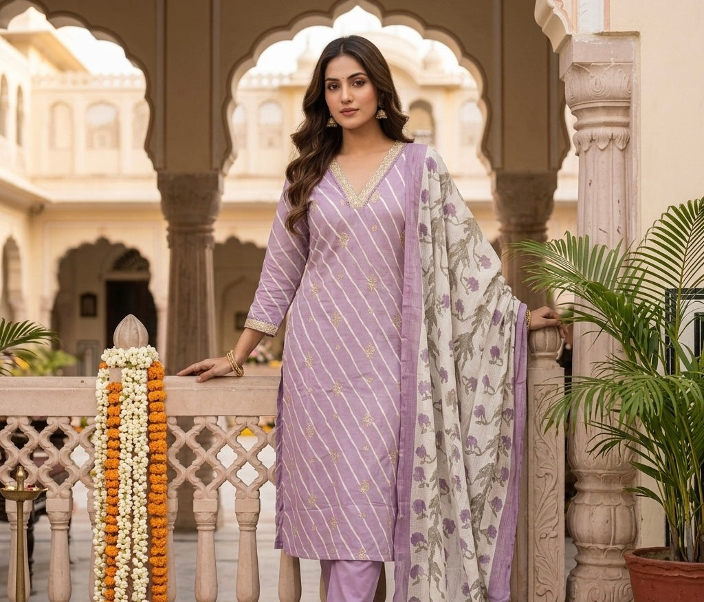 Lavanya Leheriya Dupatta Set