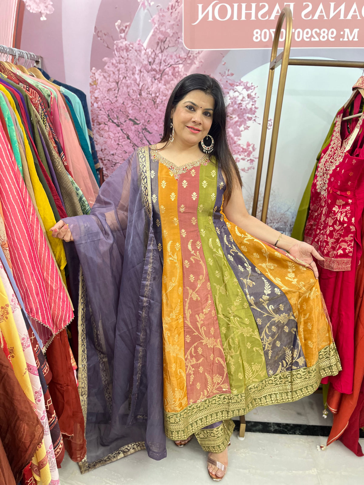 The Kashi Banarasi Multicolour Dupatta Set