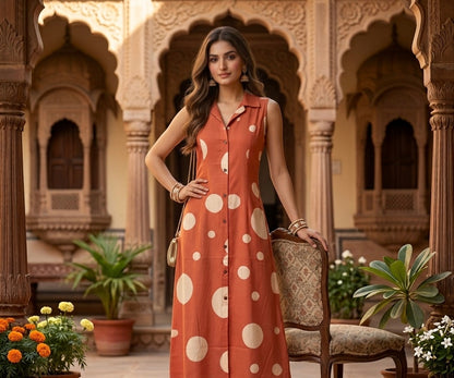 Polka Dot Rayon Cotton Dress