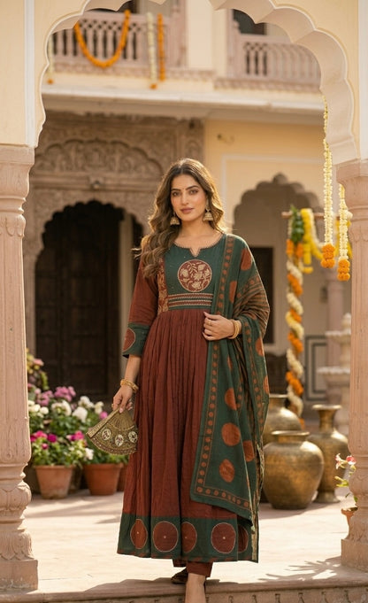 Forest Green Dupatta Set