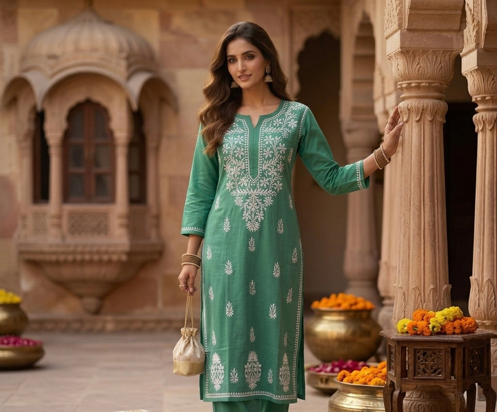 The Nazraana Lakhnavi Kurti Set