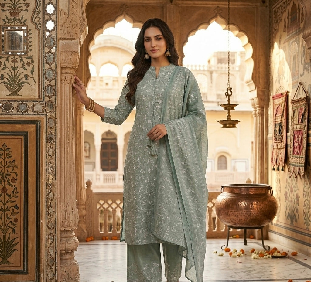 Romantic Lovebirds Embroidered Dupatta Set