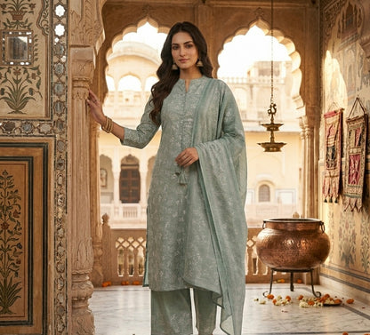 Romantic Lovebirds Embroidered Dupatta Set