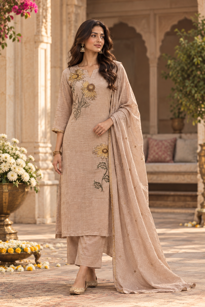 The Surajmukhi Thread Embroidered Dupatta Set