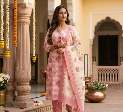 The Gulrukh Check Dupatta Set