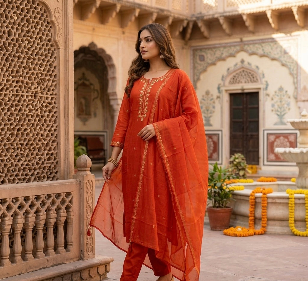 Marwar Gota Patti Embroidered Dupatta Set