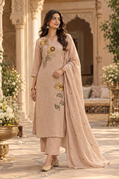 The Surajmukhi Thread Embroidered Dupatta Set
