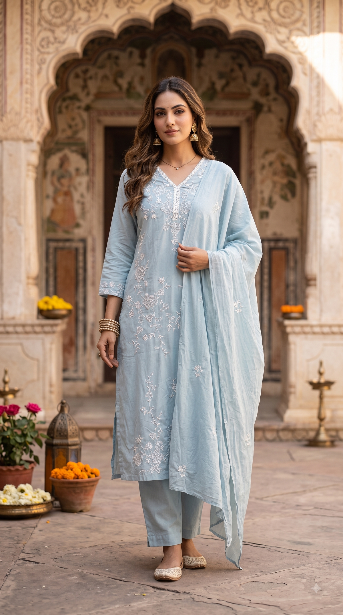 The Ruhaani Soft Embroidery Dupatta Set