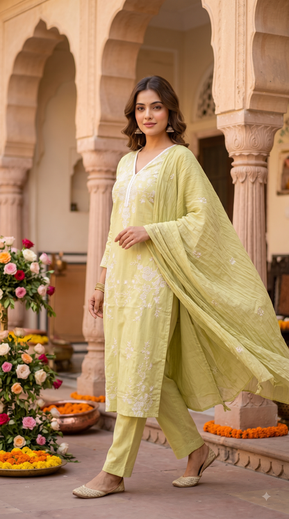 The Ruhaani Soft Embroidery Dupatta Set