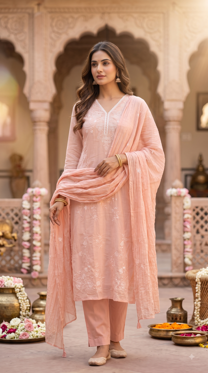 The Ruhaani Soft Embroidery Dupatta Set