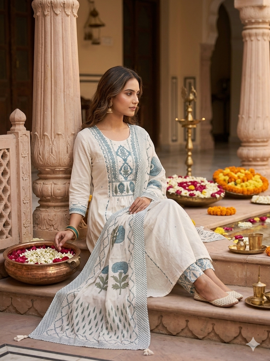 White Lover Dupatta Set