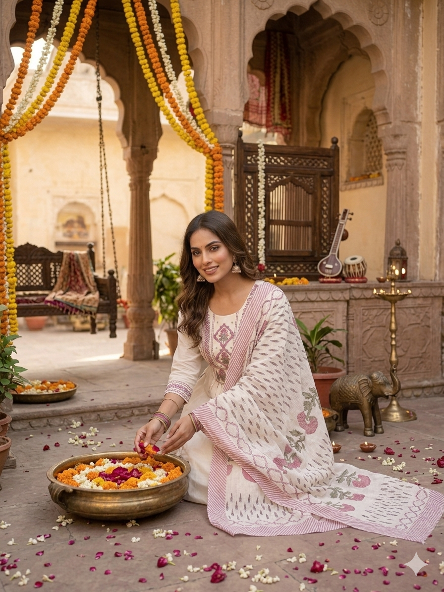 White Lover Dupatta Set