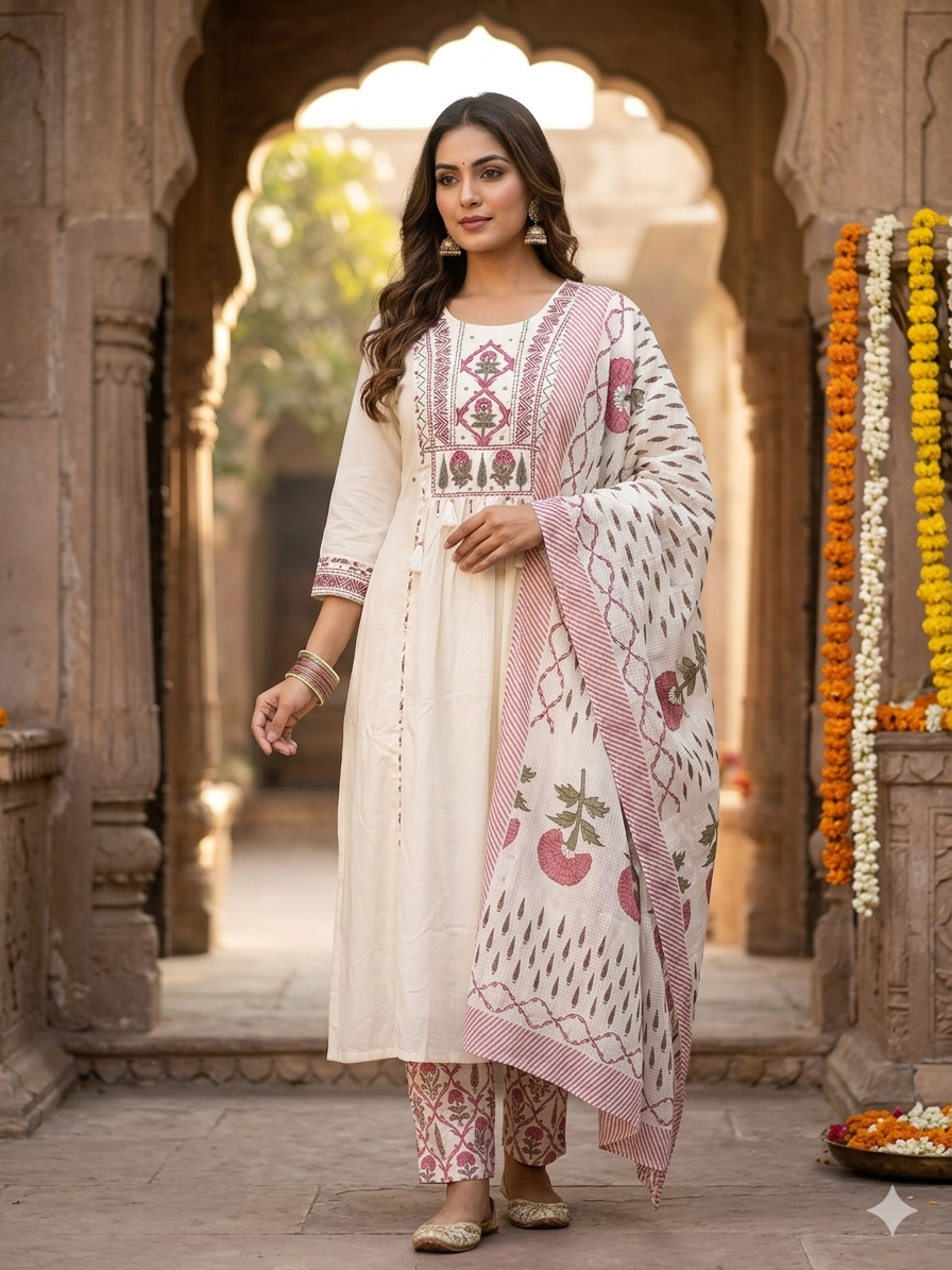White Lover Dupatta Set