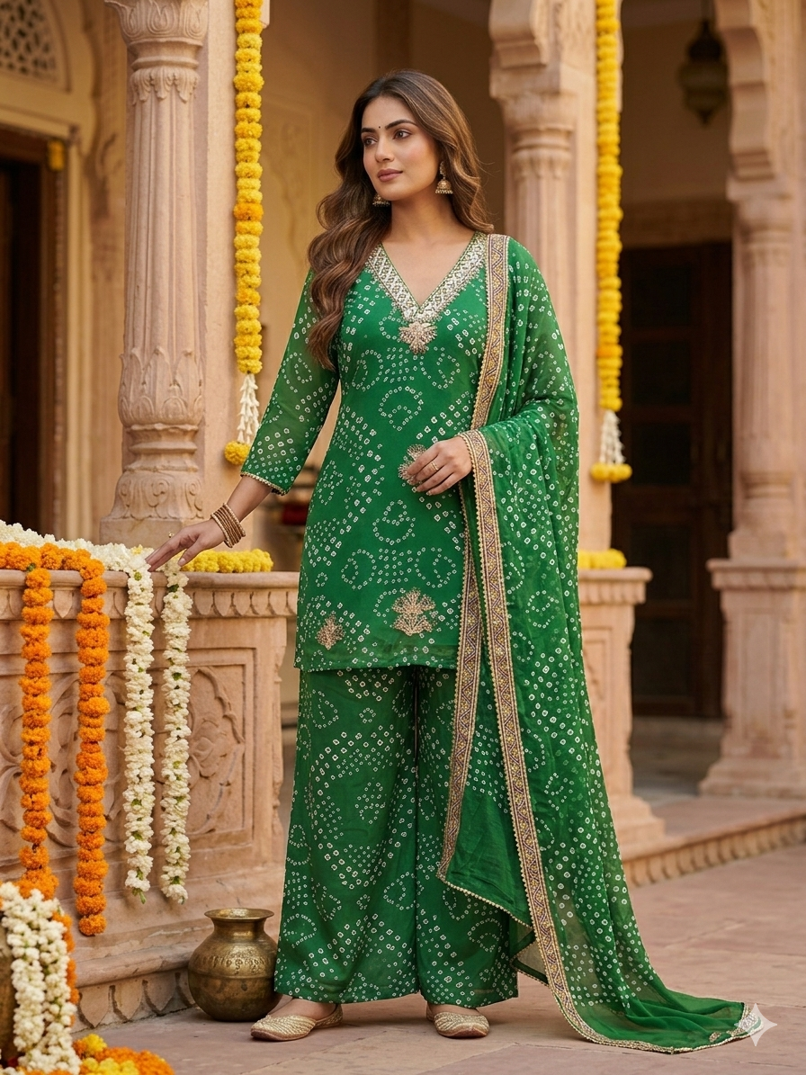Bandhej Dupatta Set