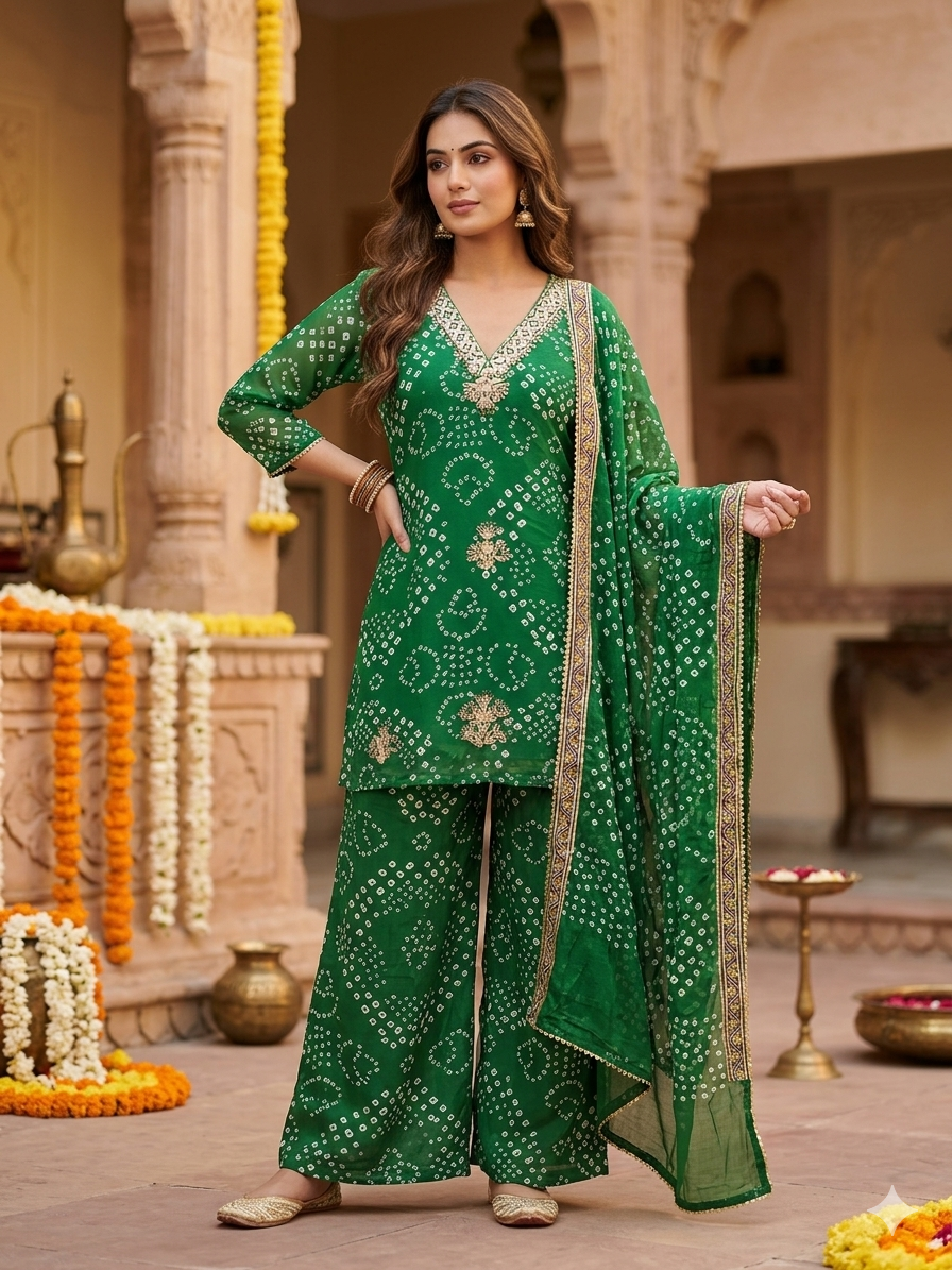 Bandhej Dupatta Set