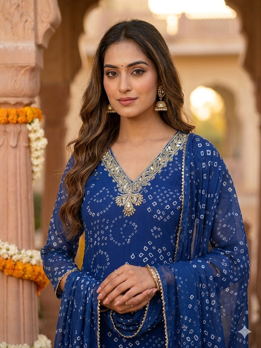 Bandhej Dupatta Set