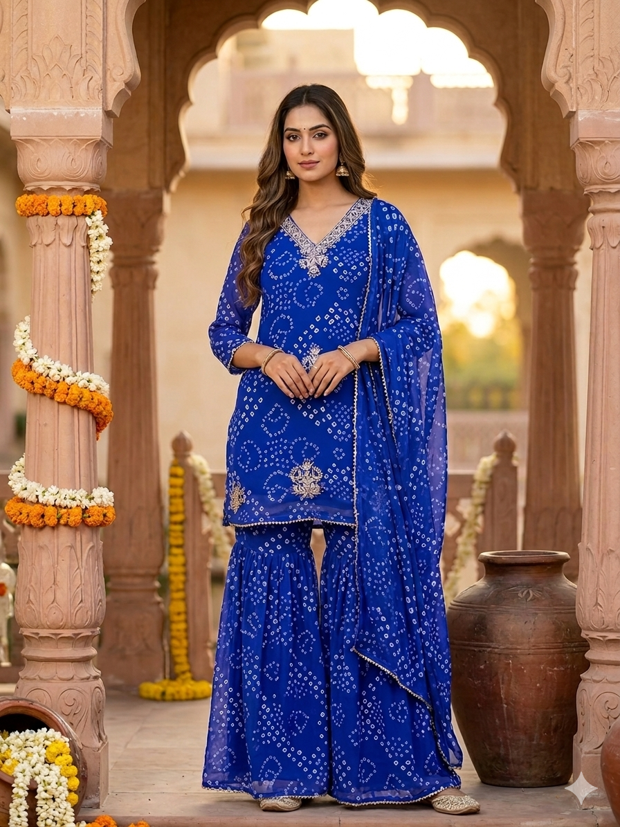 Bandhej Dupatta Set