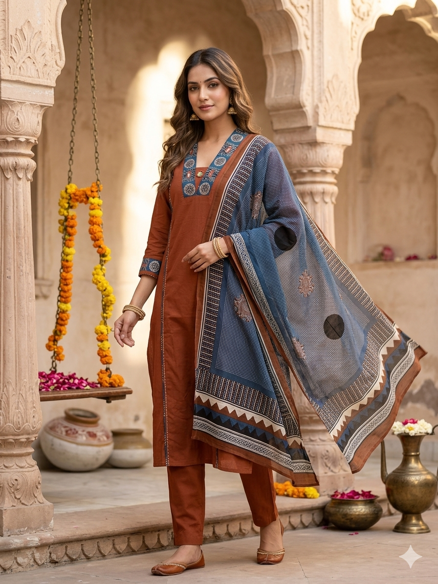 Mirror Kutch Dupatta Set