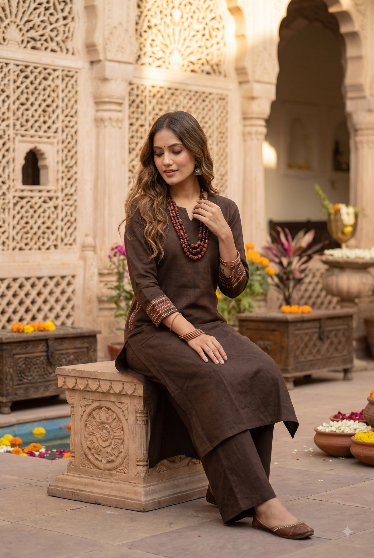 The Ranihaar Kurti Set with Necklace