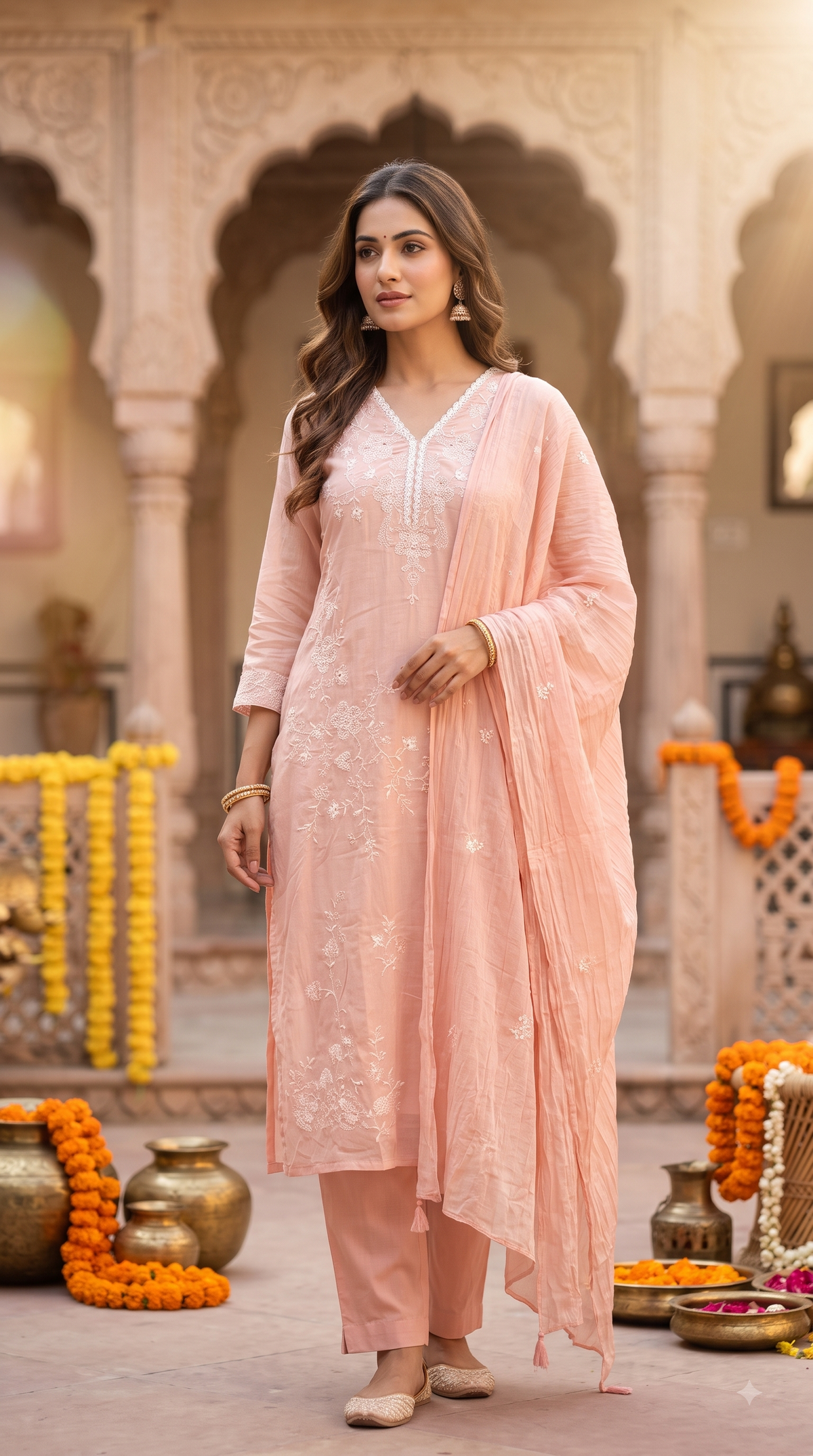 The Ruhaani Soft Embroidery Dupatta Set