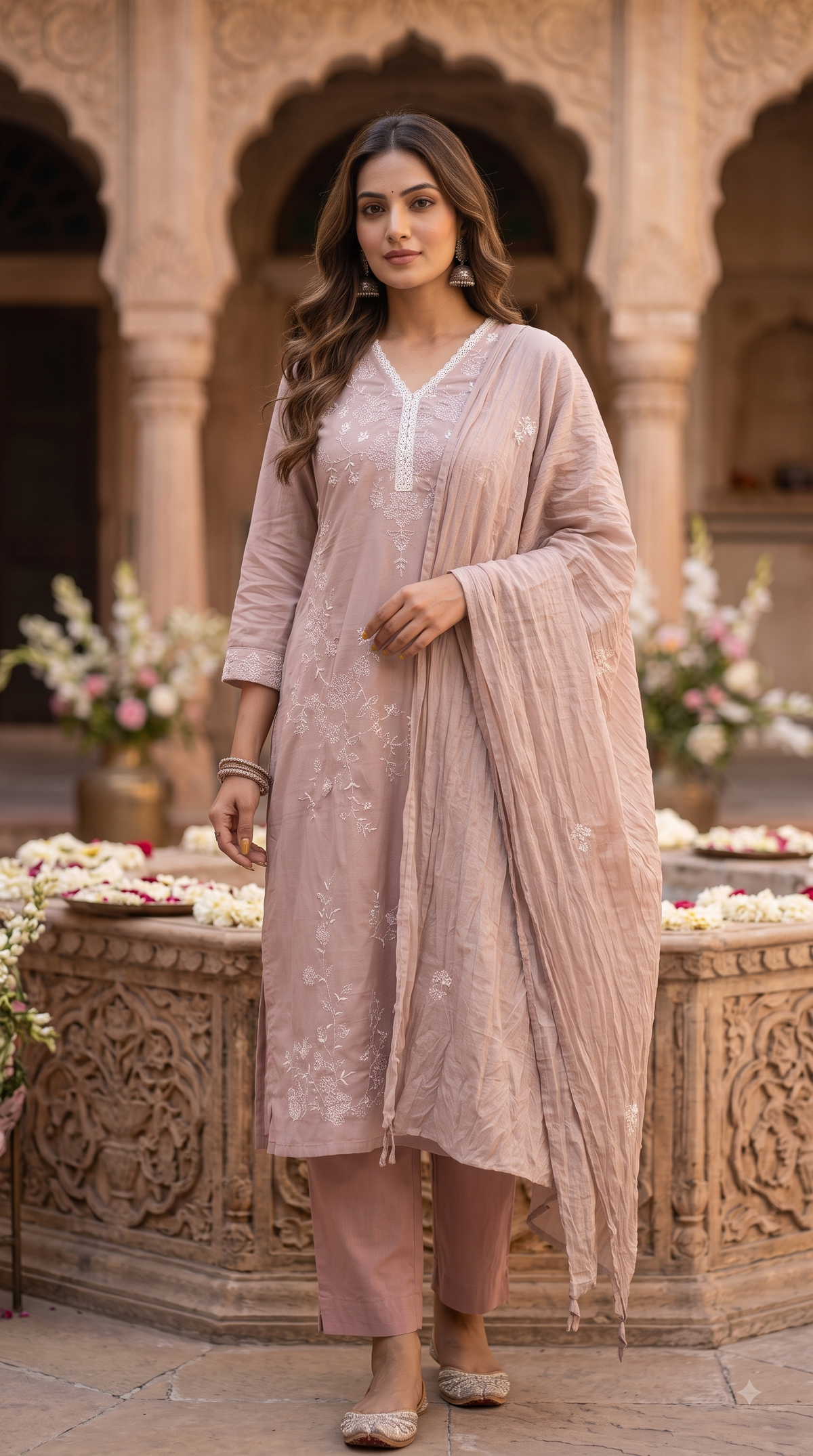 The Ruhaani Soft Embroidery Dupatta Set
