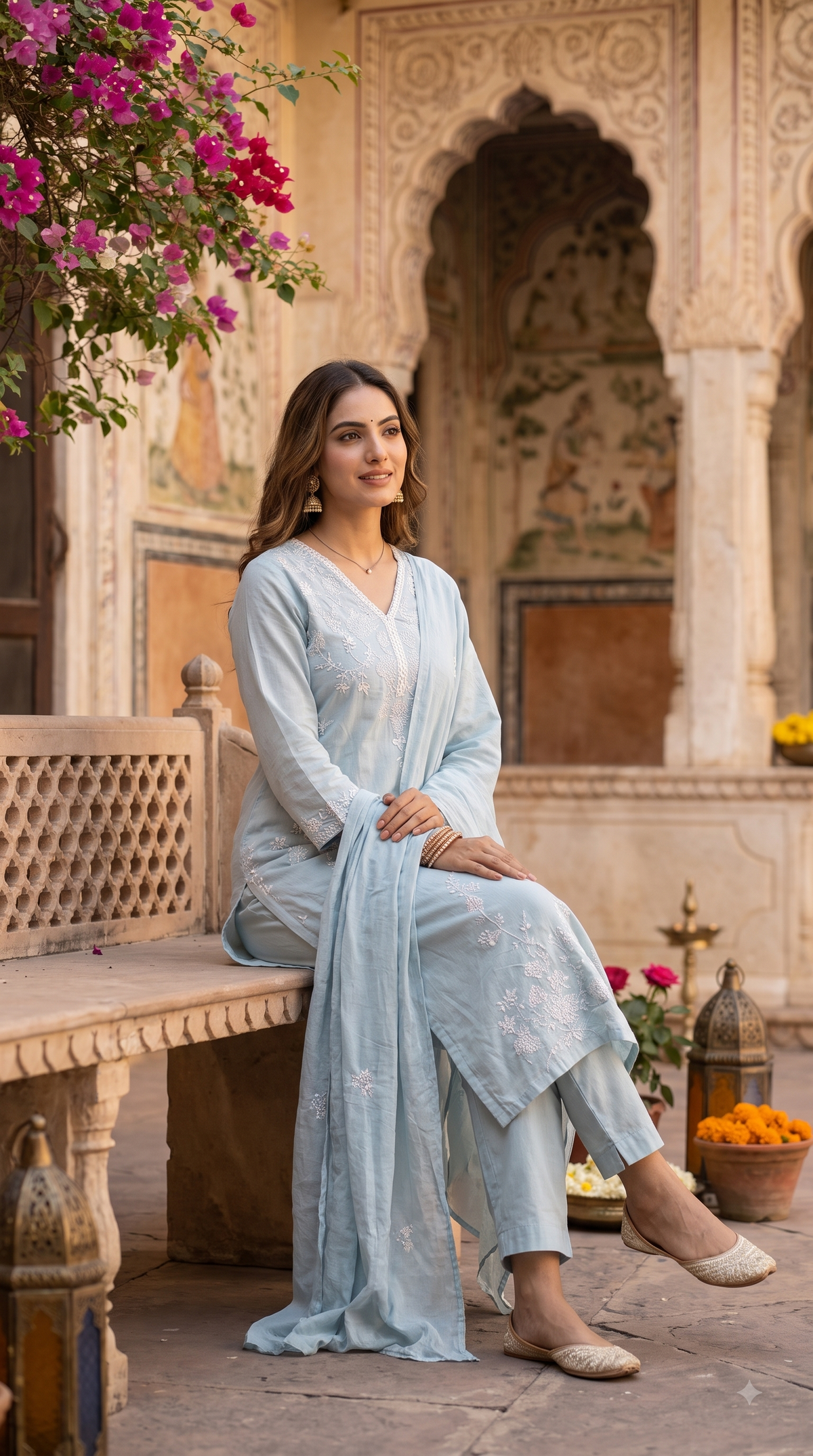 The Ruhaani Soft Embroidery Dupatta Set
