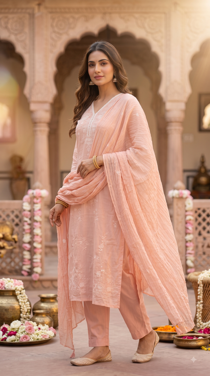 The Ruhaani Soft Embroidery Dupatta Set