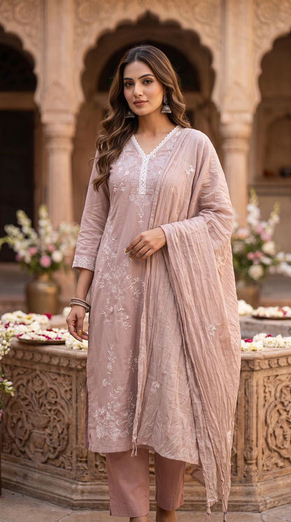 The Ruhaani Soft Embroidery Dupatta Set