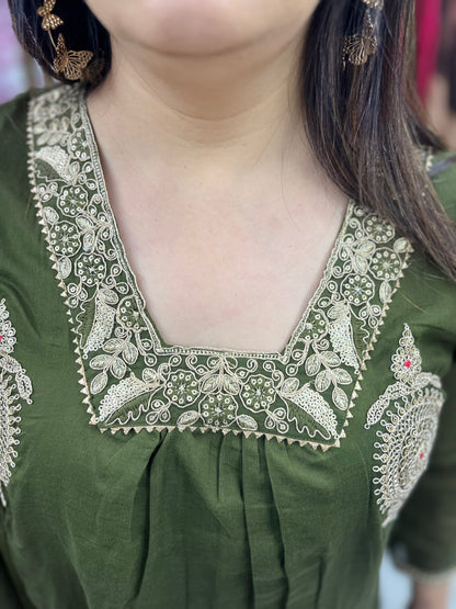 The Zaina Mulcotton Dupatta Set With Zari Embroidery
