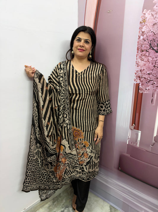 The Madhubani Natural Crepe Dupatta Set