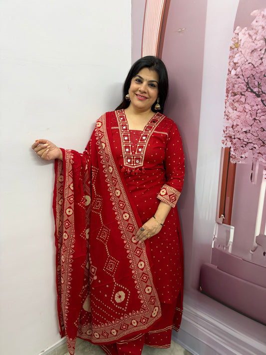 The Bindi Bandhej Printed Dupatta Set With Garara