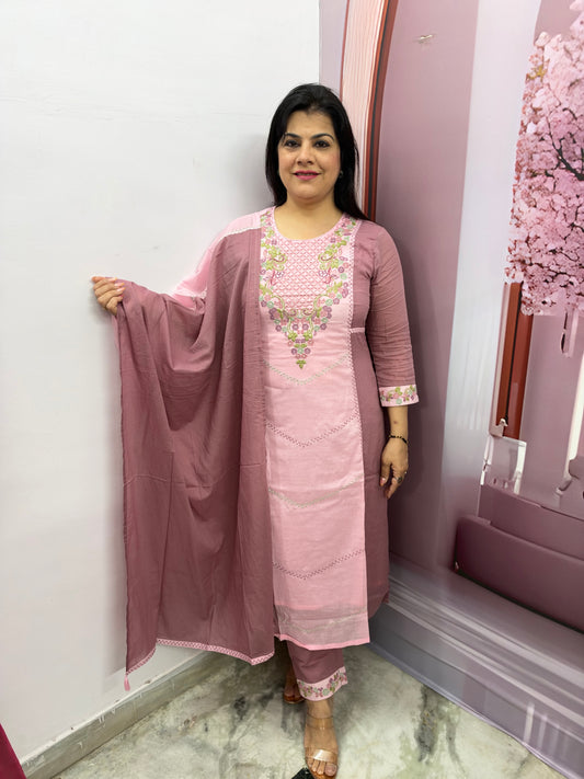 The Pink Crown Mulcotton Dupatta Set