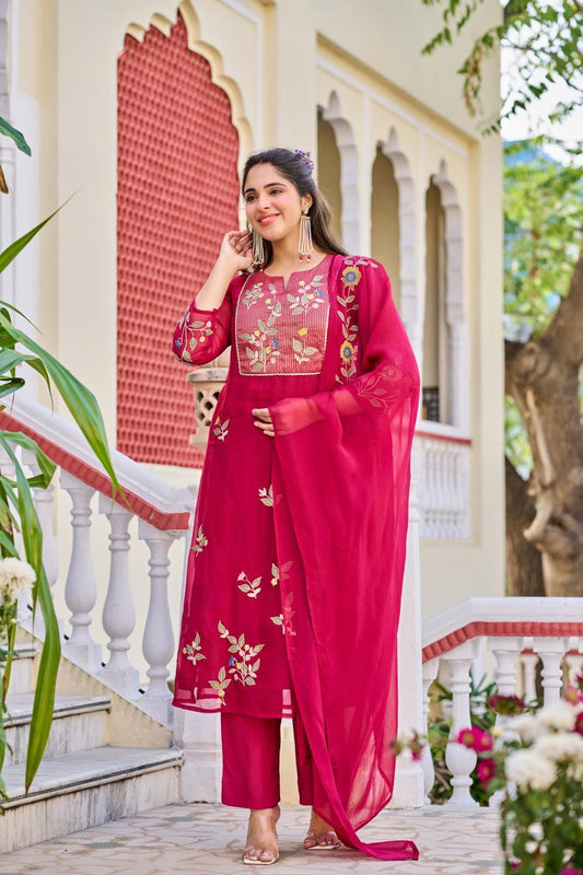 Pink Morni Dupatta Set