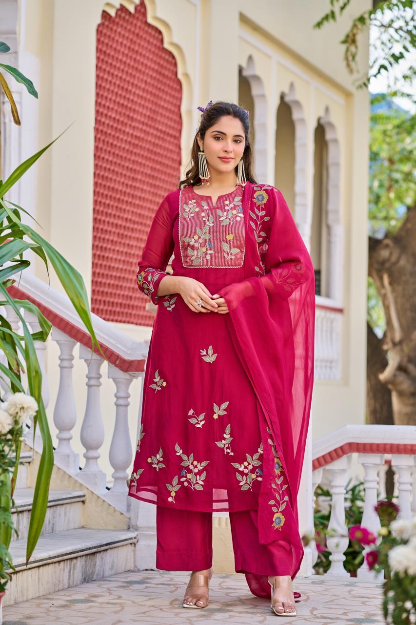 Pink Morni Dupatta Set