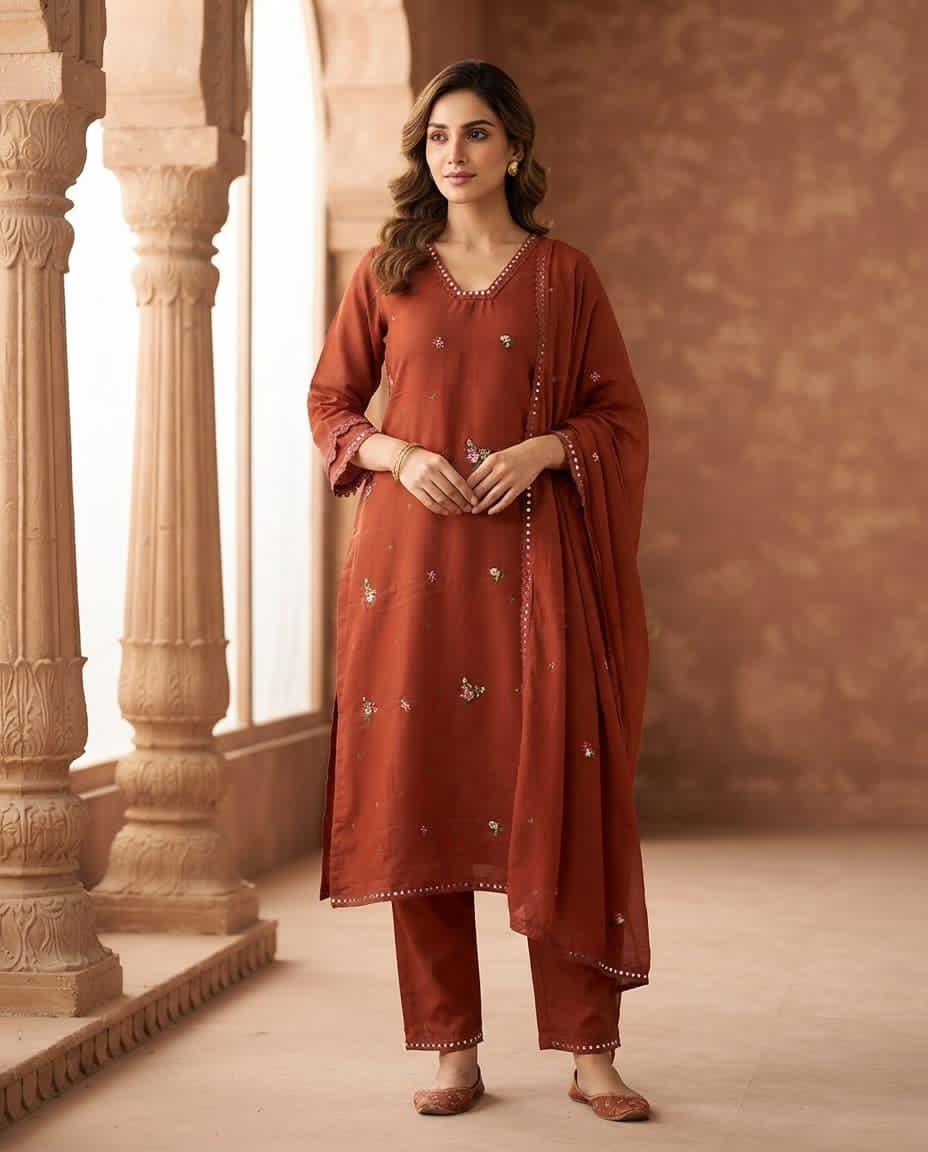 The Sanskriti Mirror Bordered Dupatta Set