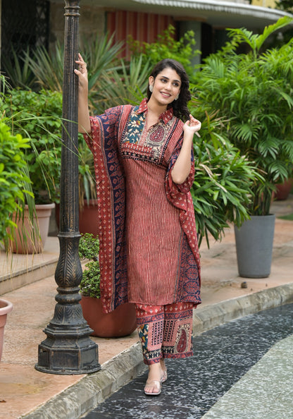 The Chogha Ajrakh Print Kaftan Set